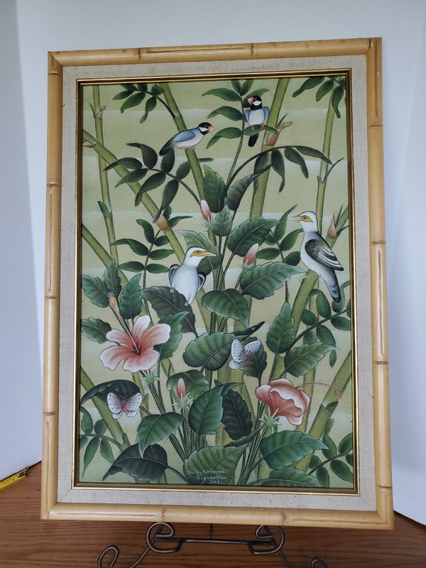 VINTAGE BALI UBUD PAINTING Size 22×16
