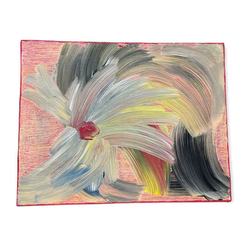Blooming Flower Acrylic Paint with Pastel Wax Crayon Custom Handmade gallery