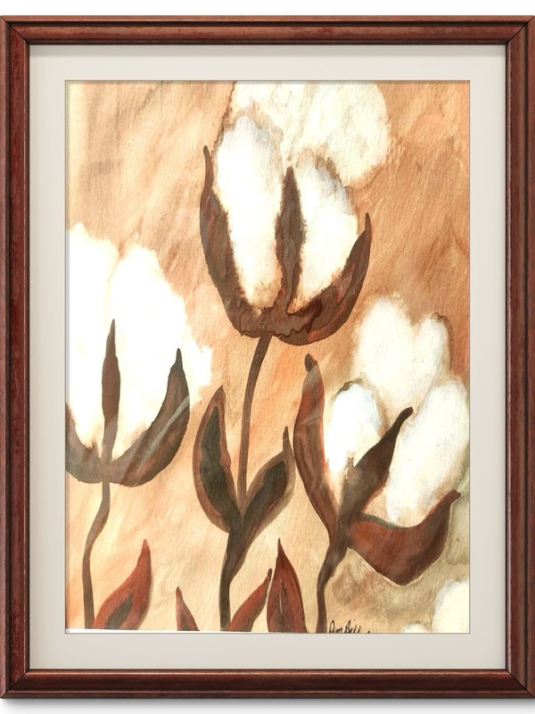 Abstract Cotton Impressionist Original Wall Art 14X11 Paper Watercolor