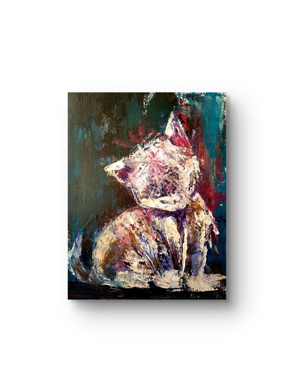Original Kitten Cat Painting 8 X 10 Acrylic Fine Art Home Decor signed Canvas gallery