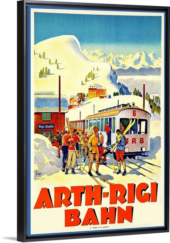 Art Riga 1924 Swiss Winter Sports Vintage Ski Travel Poster, Canvas, or framed
