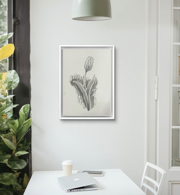 Original Charcoal Pencil Sketch Flower 9x12 paper Modern Wall Art Home Decor gallery