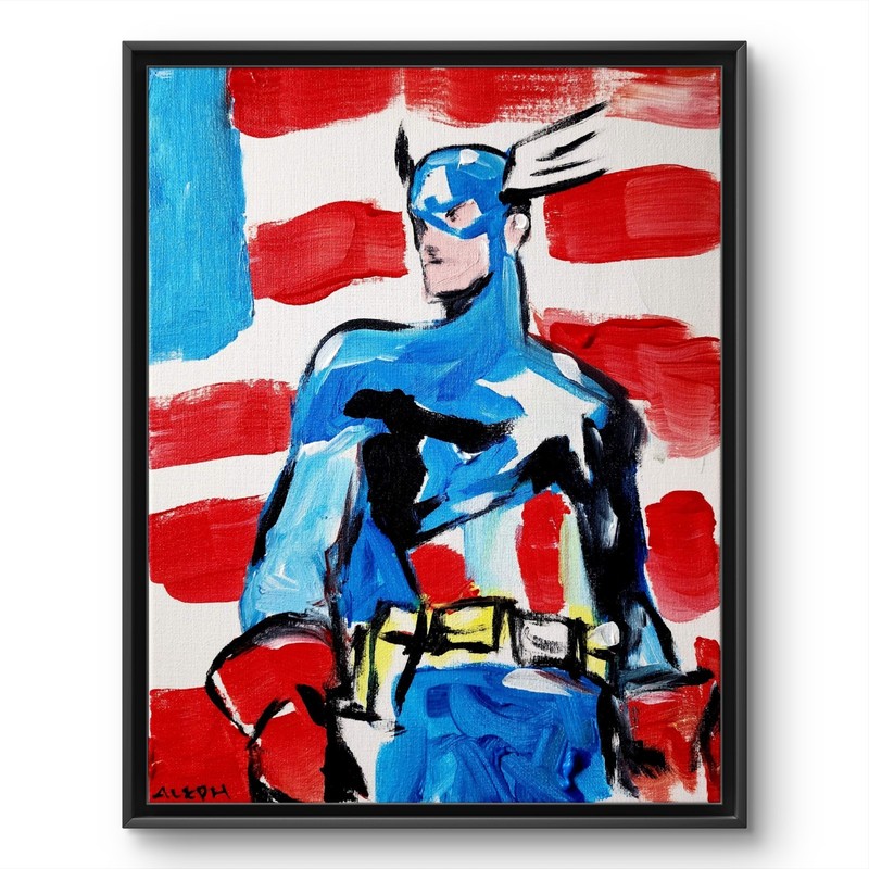 Original Abstract Captain America Canvas Neo Expressionist Fine Art Decor 11×14