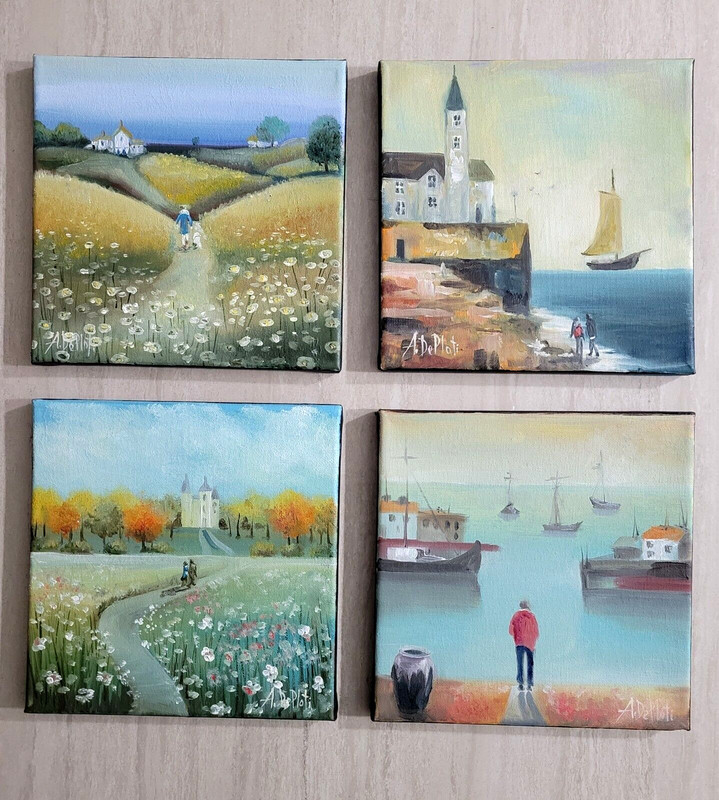 Whimsical Original Oil/ canvas painting* 8 x 8 in, signed*A Single Man* gallery