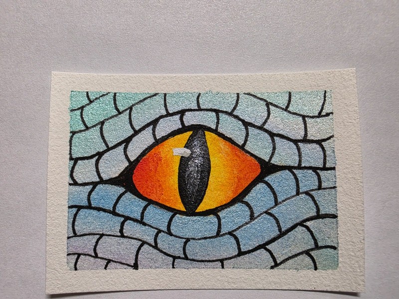 Dragon Eye – ACEO – Art – Metallic Watercolor – Ink – 12 of 12 series