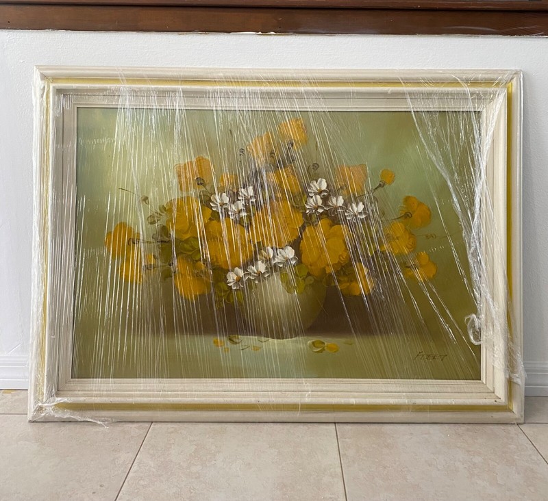 “Yellow Flowers” Framed Painting, great condition, 43×31 inches
