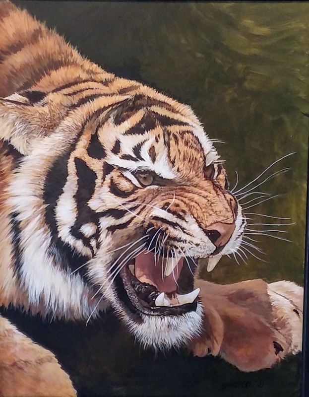 acrylic tiger painting on canvas