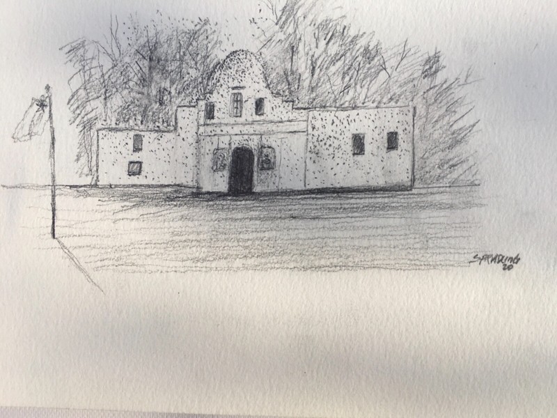The Alamo. Original Pencil drawing