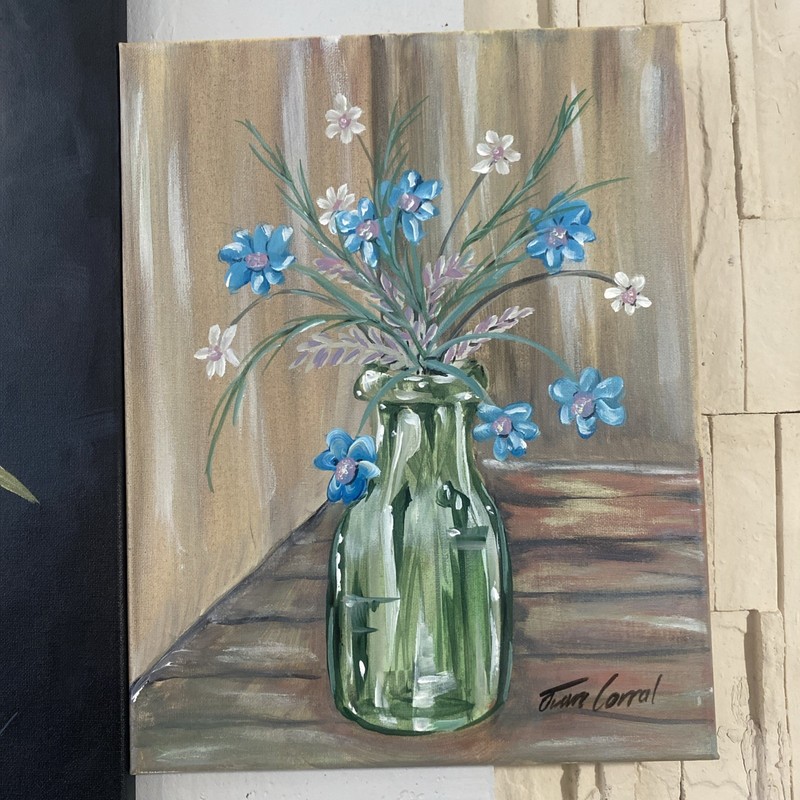 Original Art Acrylic Painting On Canvas COA By Juan Corral Signed 11” X 14”