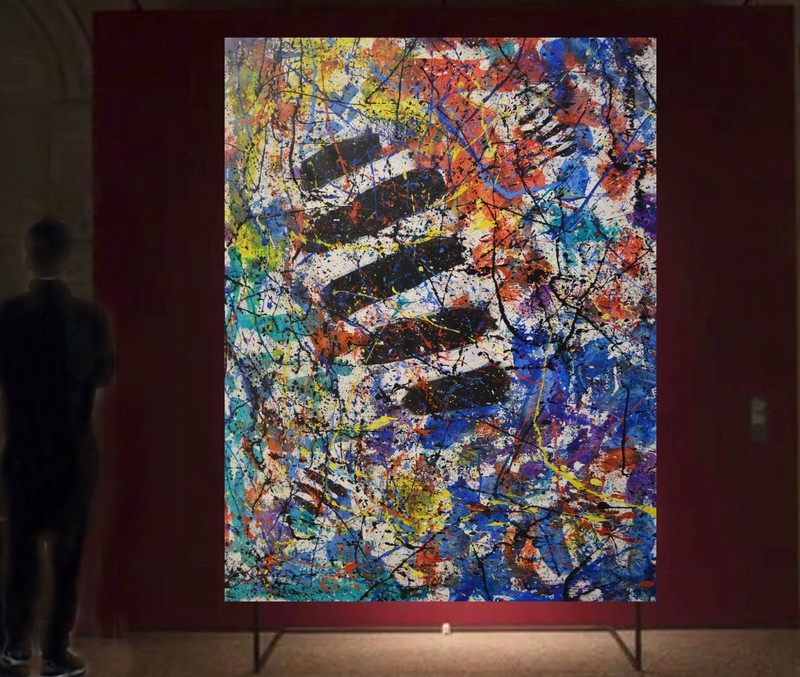 Jackson Pollock Style Giant Canvas Painting 84”X62” (7 Foot) Abstract Modern XL