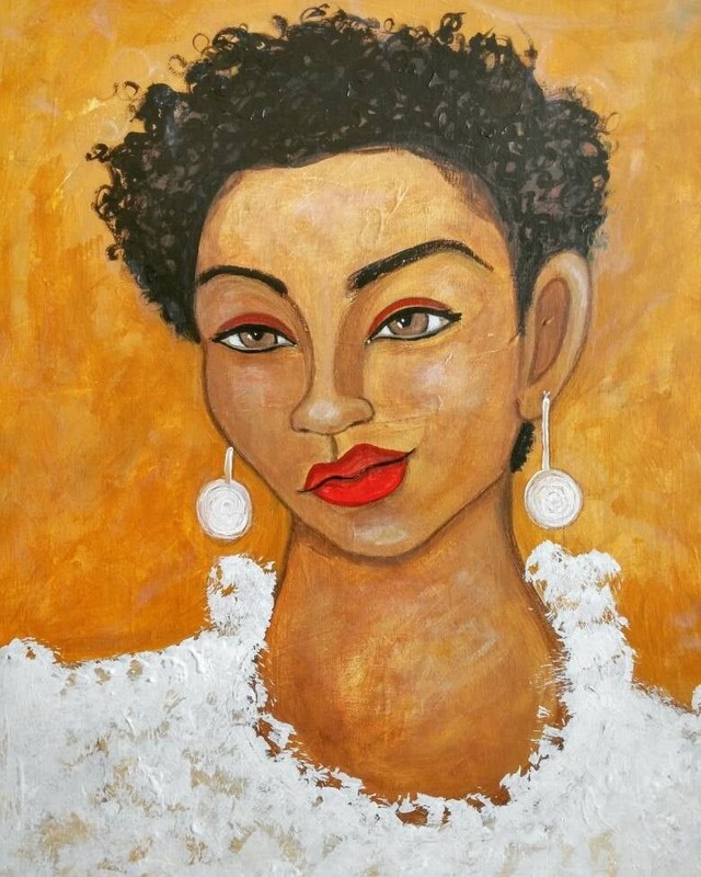 cole-gates ORIGINAL 16×20 abstract portrait painting canvas natural hair art ‘16