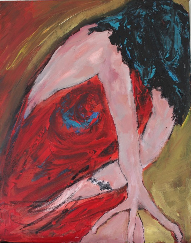 “Red Velvet” Original Flamboyant Dancer Painting By Marques Vickers
