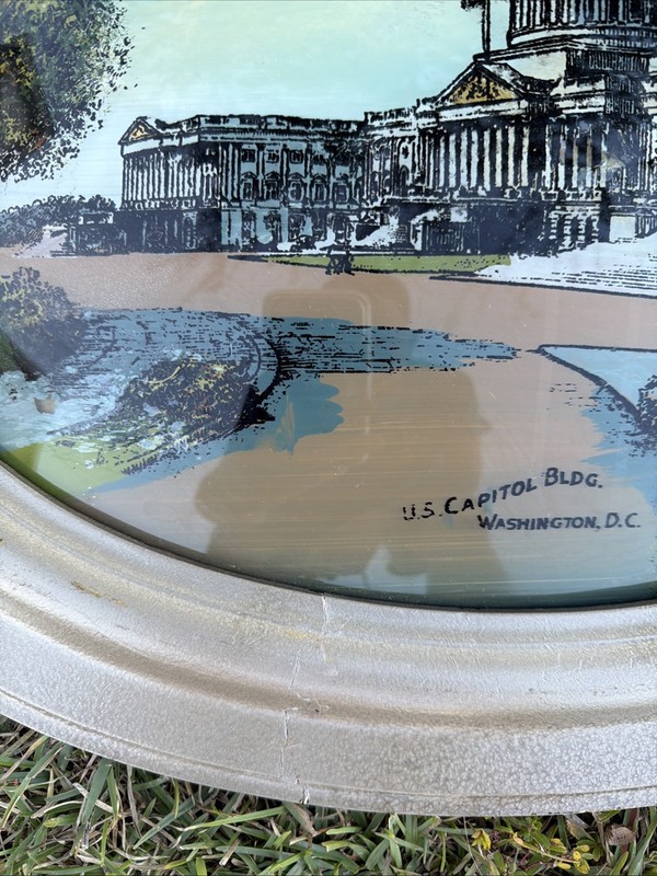 VTG Framed US Capitol Building Washington DC Reverse Painting Convex Glass VGC! gallery