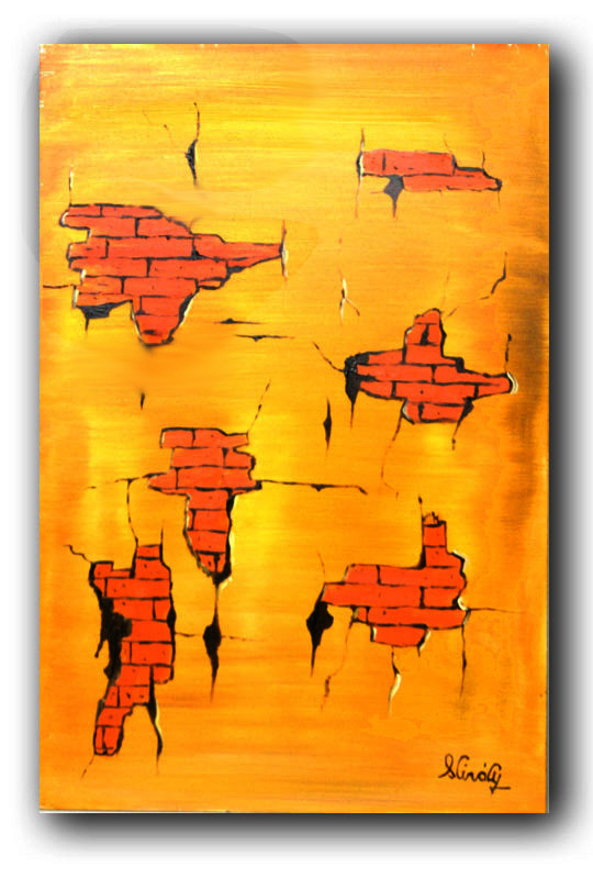 «The wall» Oil painting on fiberboard 2009 Worldwide shipping