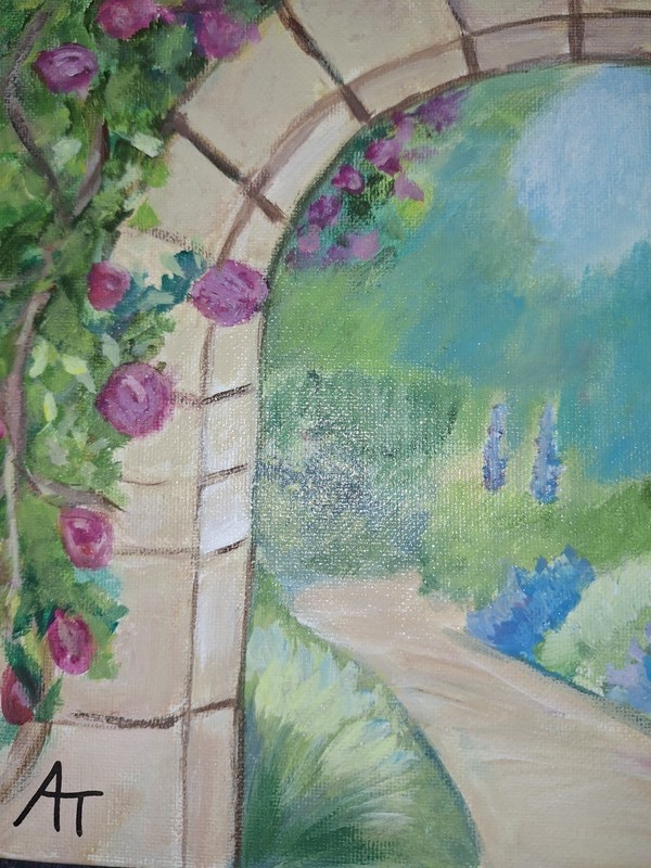 Original Secret Garden 9x12 Acrylic Panel Painting Home Decor gallery