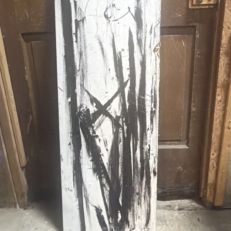 Large Signed Abstract Modern Black & White Painting on Canvas/Panel Unframed