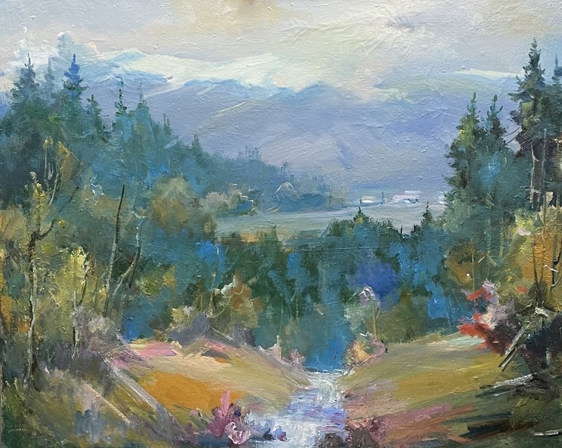 Oil painting Harsh weather Ukrainian painter Canvas Framed original landscape