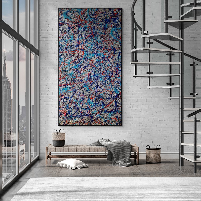XXL Jackson Pollock Style Porsche Martini Racing Art Textured Painting 59x30 gallery