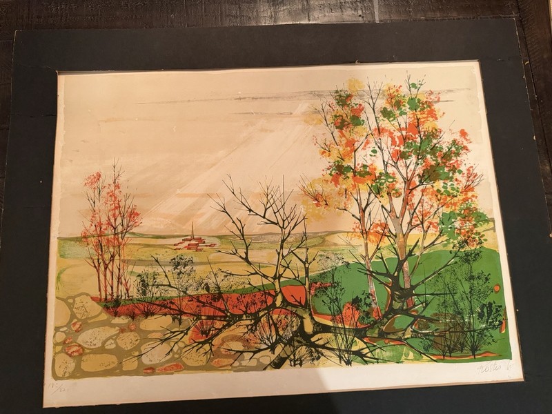 ART WATERCOLOR PAINTING STYLIZED LANDSCAPES SIGNED ARTIST 183/275 BEAUTIFUL