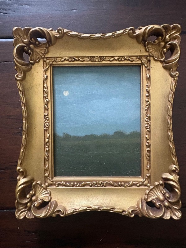 Small Landscape Moody Painting, Signed 7x6 gallery