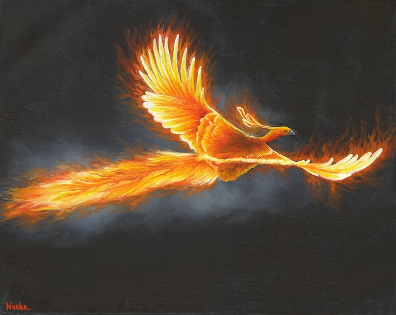 original Phoenix Firebird fantasy oil painting Nicolae Art Nicole Smith Artist