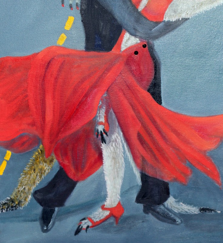 "Walkabout -- Roos on the Road" - Oil on Canvas 28" X 36" - Beverly Goding gallery