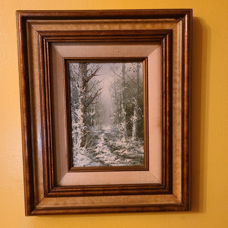 Original Winter Oil Painting by Carl Madden Framed 12.5"x10.5" gallery