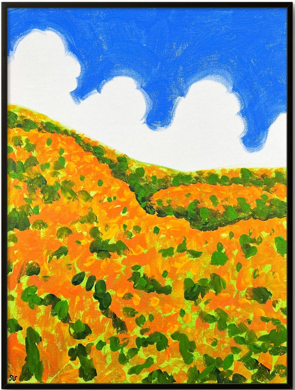 Wildflower Fields Painting, Impressionist Landscape Art 12×16
