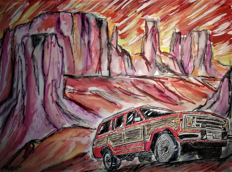 Jeep artwork «Jeep Adventure» 18×24 watercolor of hard paper Alexander Mohler