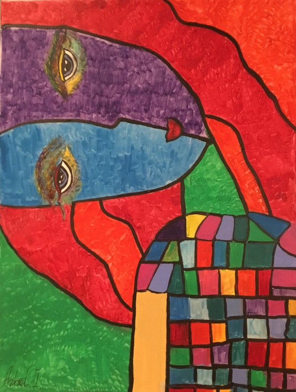 Unique painting, surrealism, signed Azbel Izabella