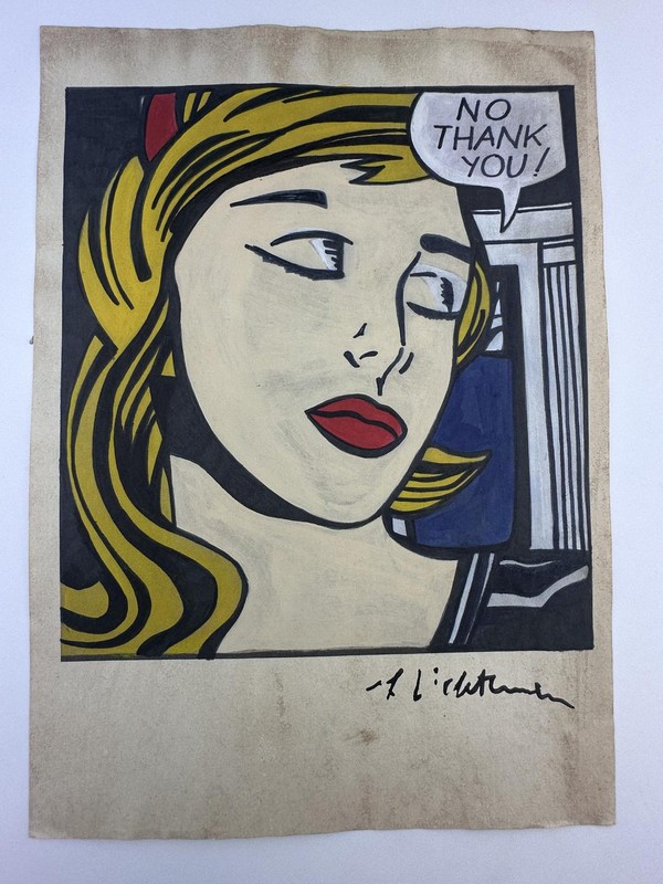 Roy Lichtenstein COA Art Painting Original Drawing Vintage Paper Signed