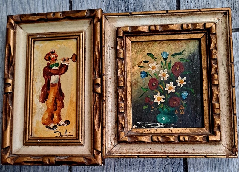 2 HANDMADE 1800s OIL PAINTINGS