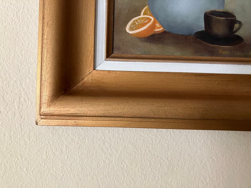 VTG MCM Wide Wood Picture Frame w/ Refurbished Liner & 1980'S 8 x 10 Painting gallery