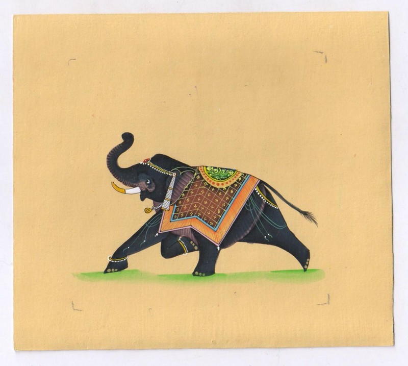 Indian Traditional Art Painting Elephant Royal Life Ethnic Unique Painting Decor