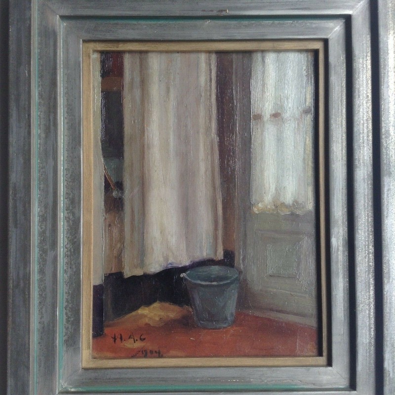 ANGLADA CAMARASA ( 1871- 1959) SIGNED SPANISH MODERNISM OIL 1904 HUMBLE INTERIOR