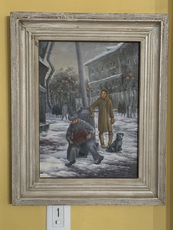 Soviet Union USSR “Musician on Arbat Street” Moscow Oil Painting – B. MALYARCHUK