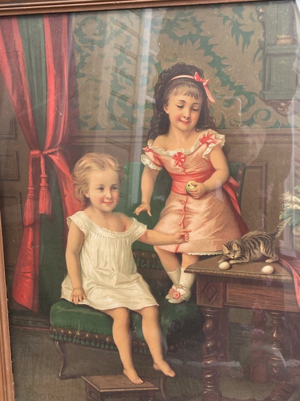Antique 19th Century Signed French Portrait Artist Constant Brochart Print ?