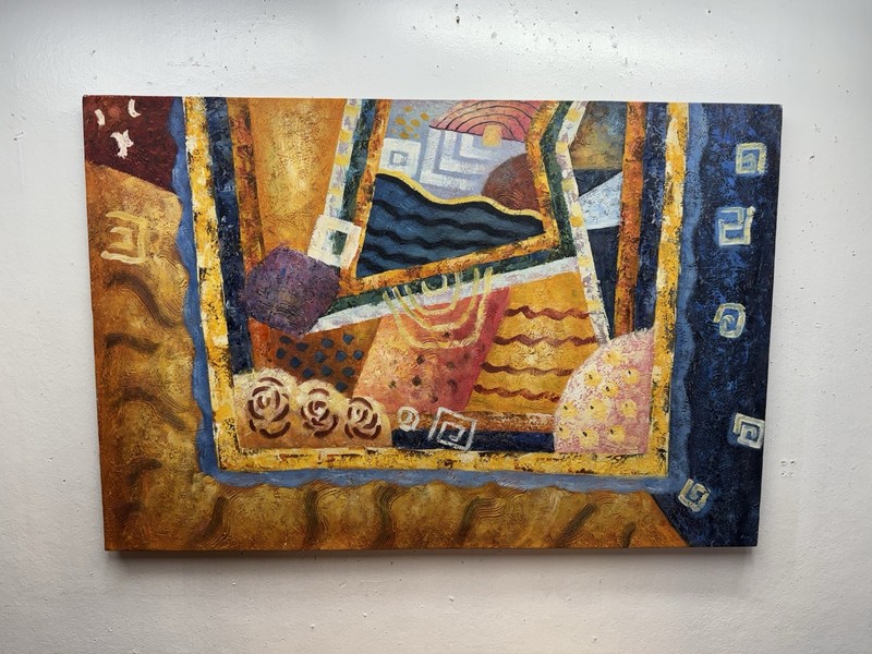 Large Modern Late 20th Century Abstract Original Painting Signed R. Lamy
