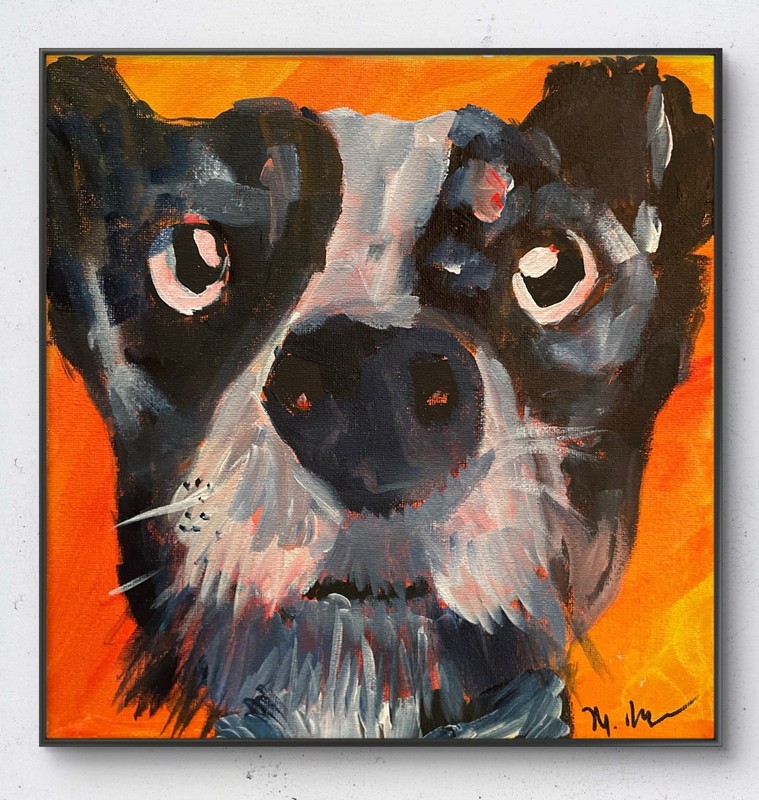 Mary Myers Original – Expressionist Dog Portrait – Colorful Modern Acrylic Paint