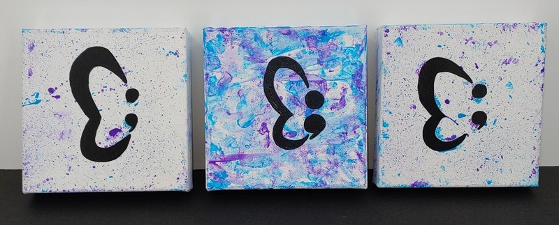 Suicide Awareness Prevention Hand Painted Original Design Acrylic White 6X6