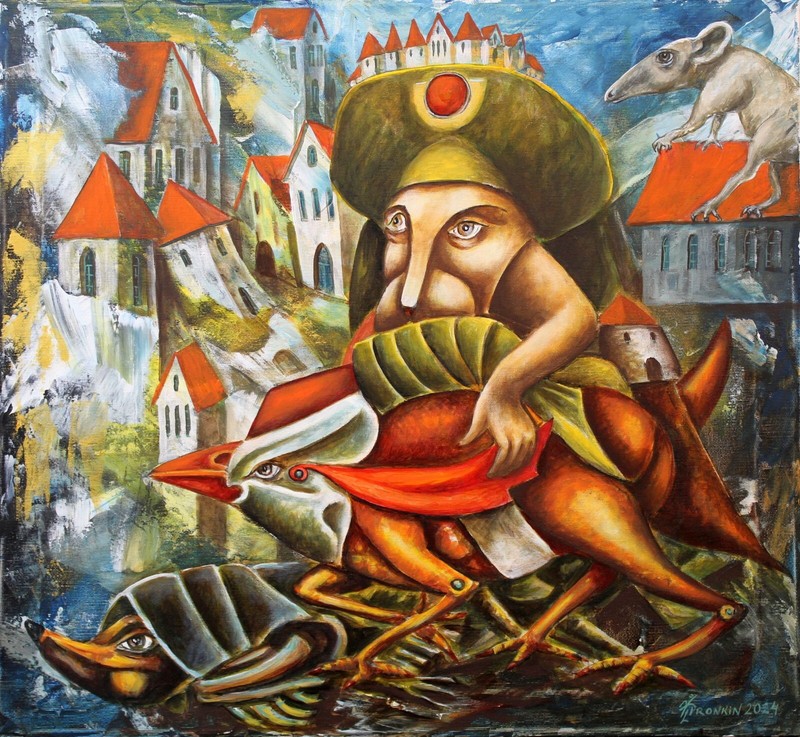 ORIGINAL Painting Oil canvas surrealism modern ART by Vlad Pronkin 2024 comp.1
