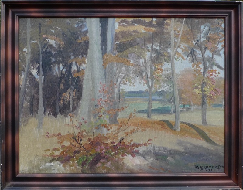 Unknown Impressionist – Sunny Forest by the Coast – Oil Painting