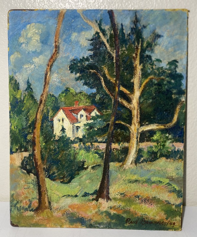 Rud Brunner Impressionist Fauvist Painting Of A House Dated 1949 Beautiful