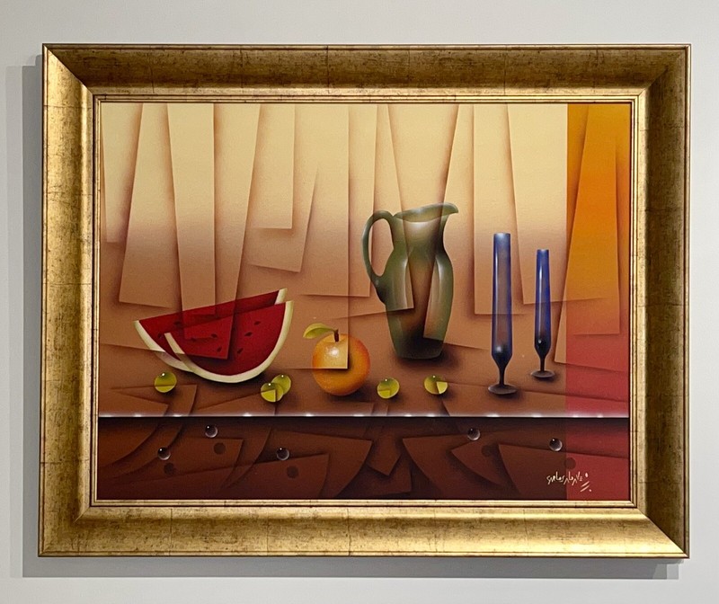 Still Life Fruit On Table 3D Original Oil Painting By Peruvian Artist Alave