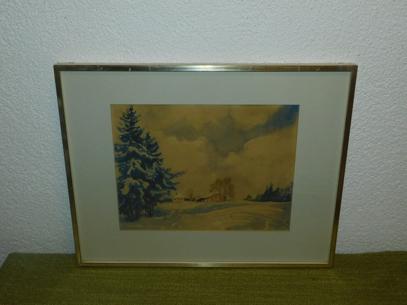 Watercolours Winter Landscape With Tree! gallery