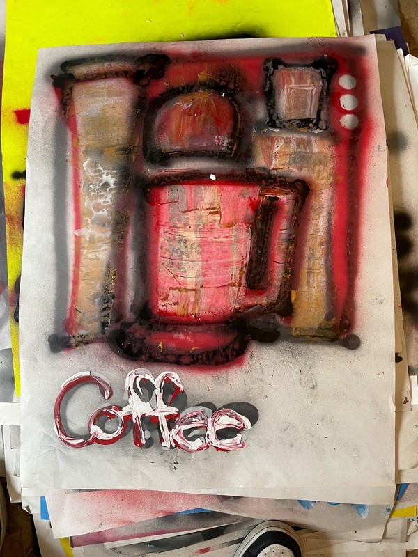 graffiti street art “coffee pot” Ody West 22×28 poster size acrylic spray