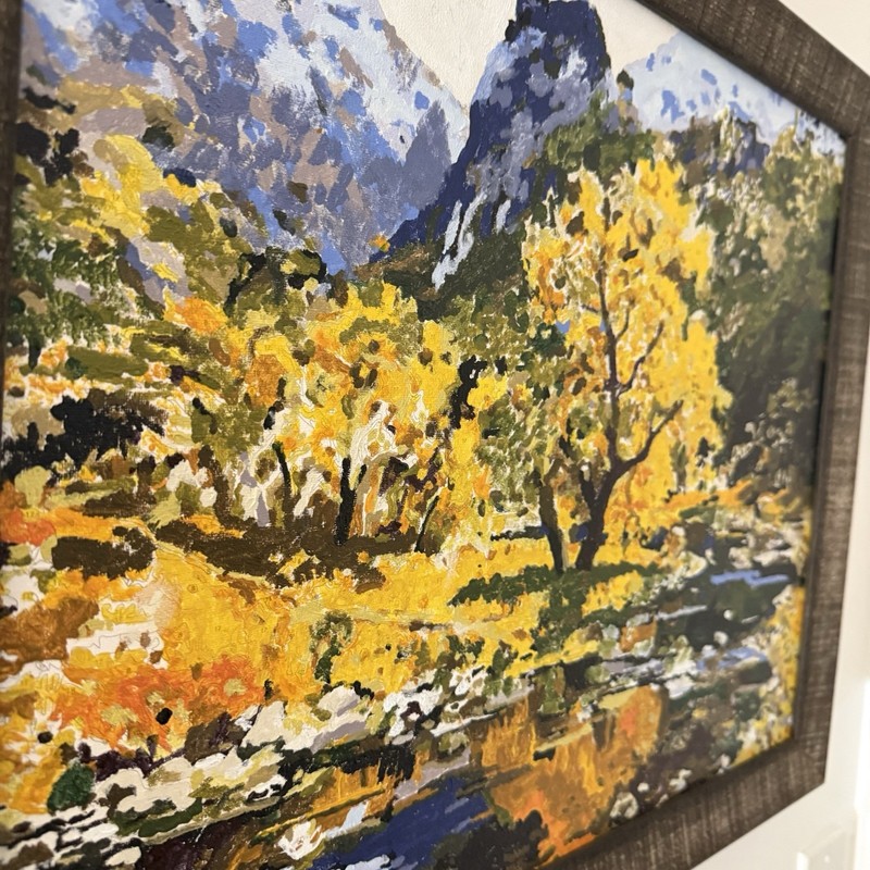 Vintage Hand Painted PBN Fall Scene With Custom Frame From Michael’s gallery