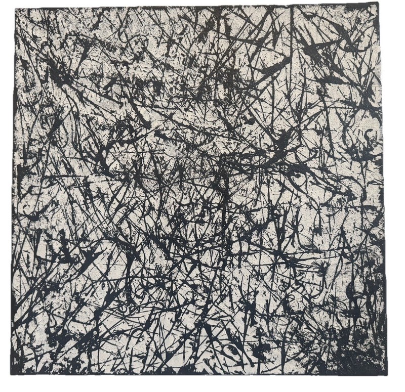 Black White Abstract Painting Modern Minimalism Drip Contemporary Loft Interiors