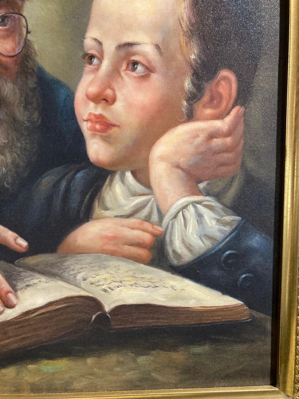 The Lesson Jewish Judaica Art Painting Reproduction on CanvaAfter Elena Flerova gallery