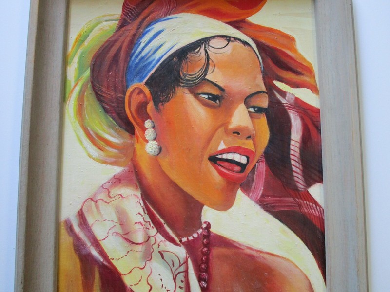 Antique Portrait Painting Islander Tropical Hawaii Polynesian 1940’s Oil Mystery gallery